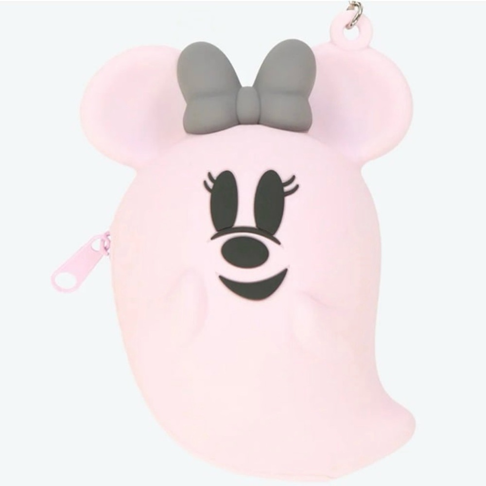 Tokyo Disney 2023 Minnie Mouse Halloween Ghost Rubber Coin Purse with zipper NEW